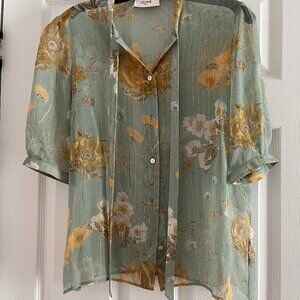 CELINE Short sleeve floral silk top